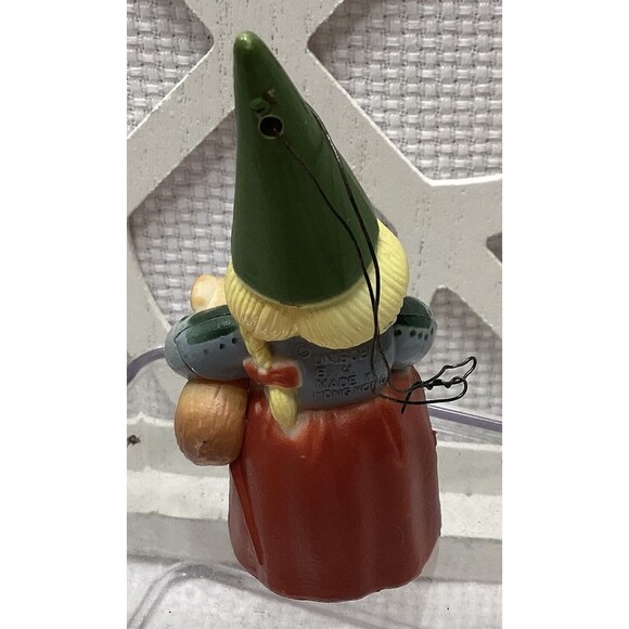 Uniboek Gnome Christmas Ornament Vintage 1978 Made in Hong Kong 3” Hard Plastic - Picture 3 of 7